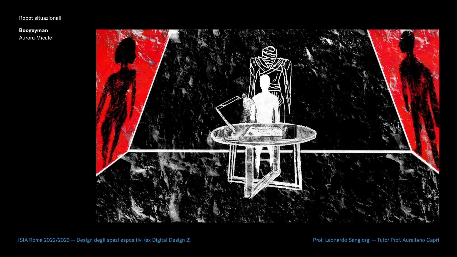 Aurora Micale, BoogeyMan - ISIA Roma, Design degli spazi espositivi - Prof. Sangiorgi e Capri